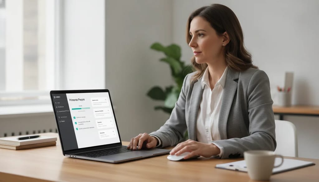 Person setting up cebric's First Steps guide on a laptop to organize a contractor team