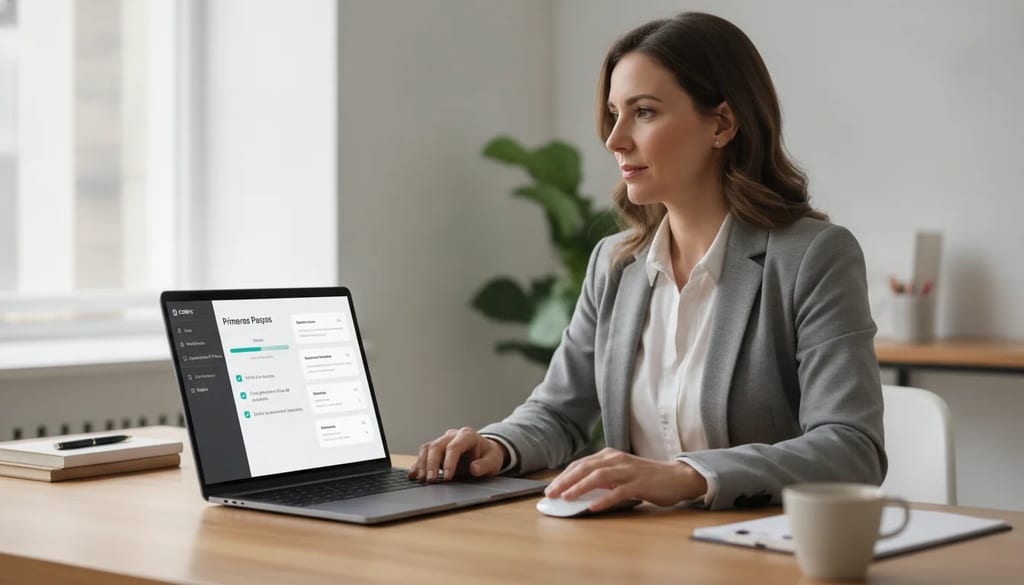 Person setting up cebric's First Steps guide on a laptop to organize a contractor team